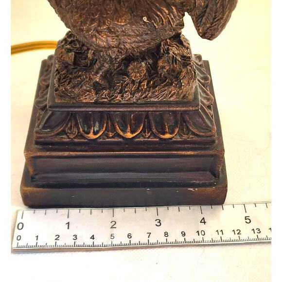 LAMP/TABLE-Rooster-Resin, Brown Rubbed Gold Finish, Toggle Switch, With Shade - Picture 12 of 16